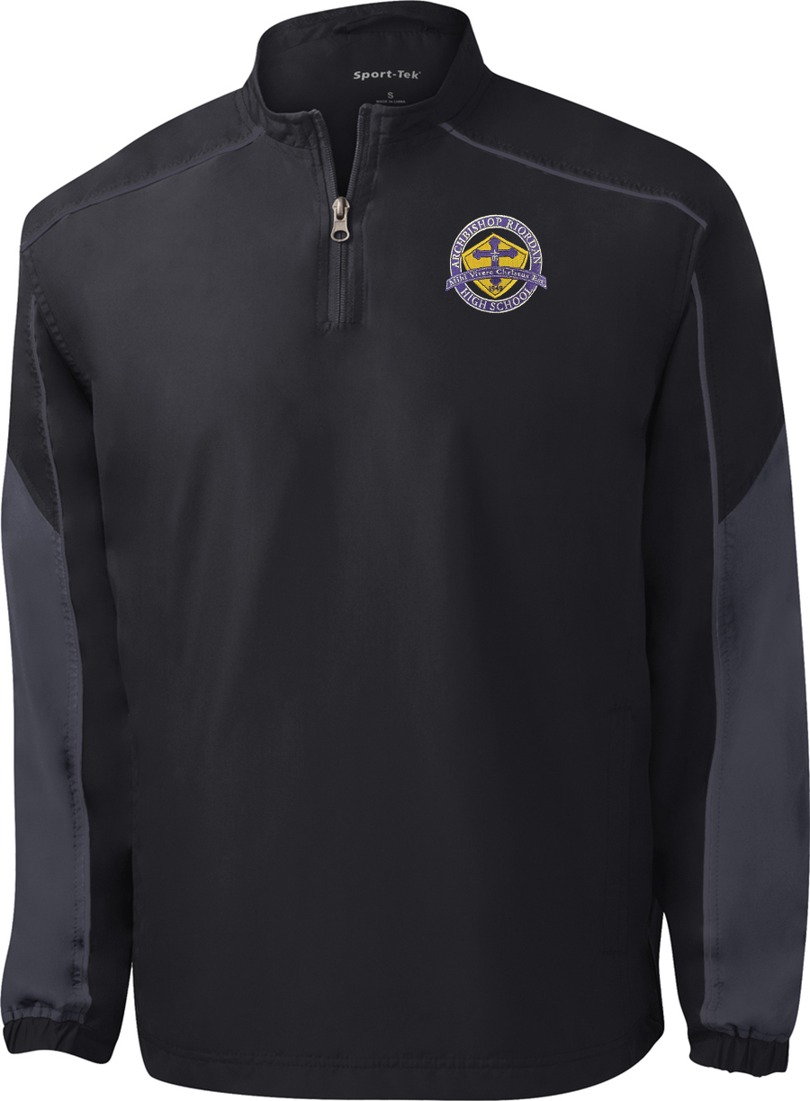 SportTek Piped 1/4Zip Wind Shirt, Black/ Graphite Grey ( 3XL